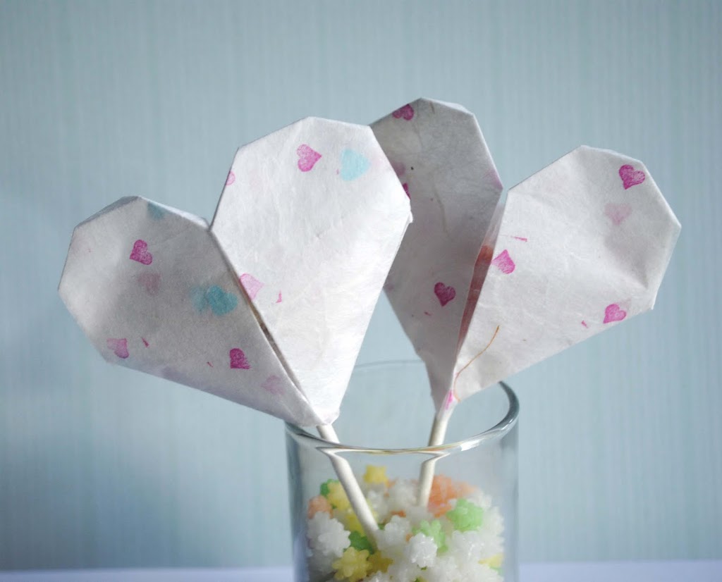 Origami Heart Pencil Toppers