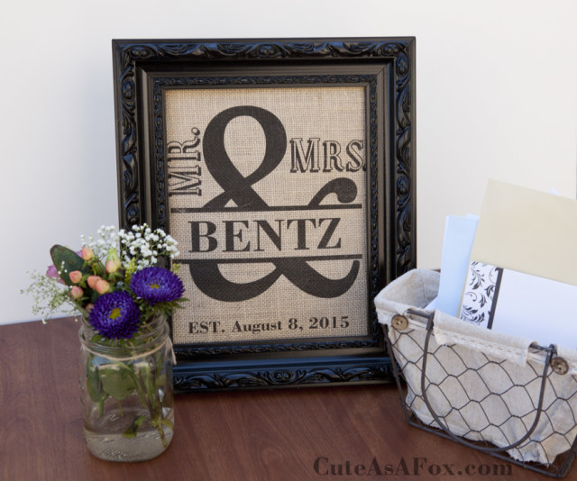 Mr. and Mrs. Ampersand Word Art Printed on Burlap. Ready in 15 minutes!