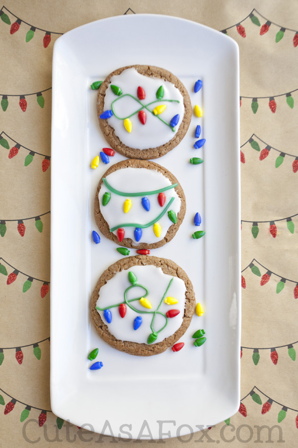 Easy Christmas Cookies with Sugar Cookie Glaze - Christmas Light Cookies