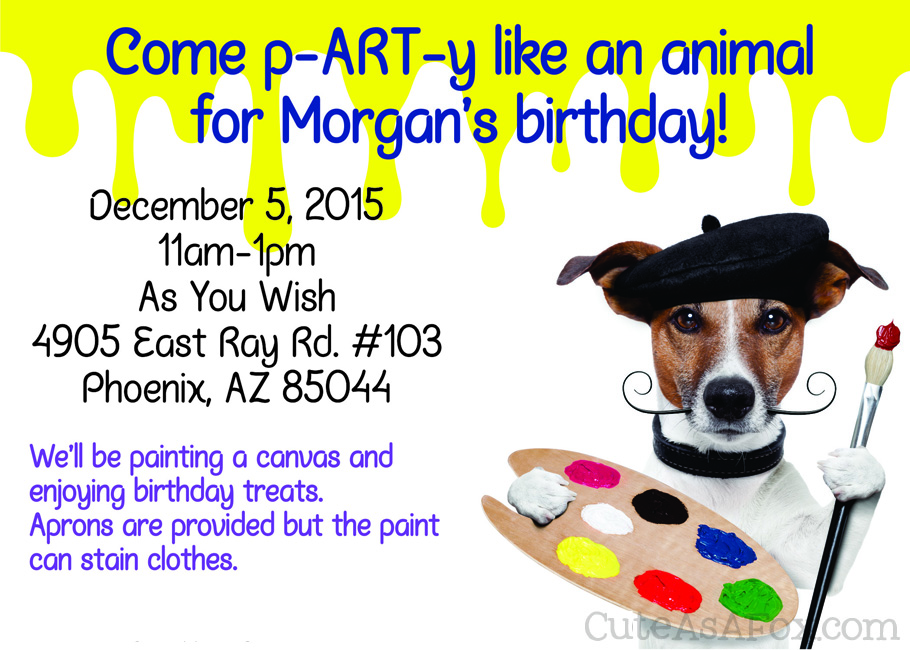Puppy pARTy - A puppy and dog themed canvas painting birthday. Perfect for gender neutral events. 