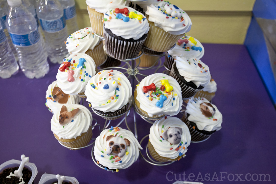 Puppy pARTy - Puppy cupcakes and bone pudding cups. 