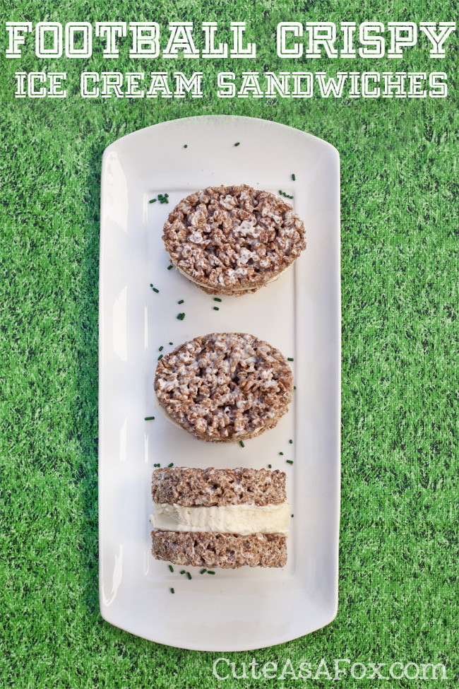 Football Rice Crispy Ice Cream Sandwiches - perfect for game day or any time you want a delicious treat. 