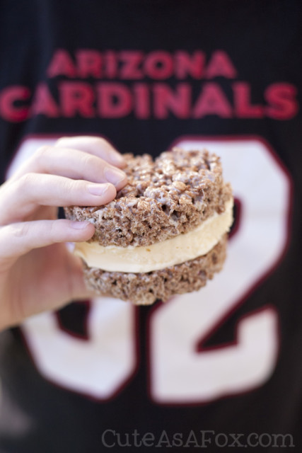 Football Rice Crispy Ice Cream Sandwiches - perfect for game day or any time you want a delicious treat.