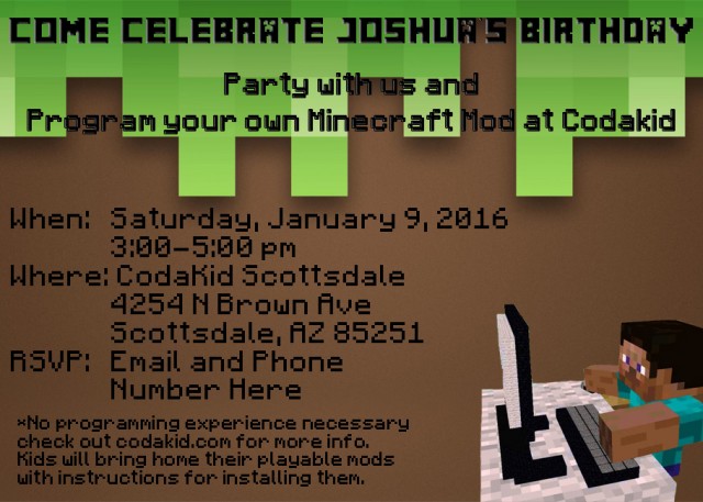 Minecraft Birthday Party Sample Invitation
