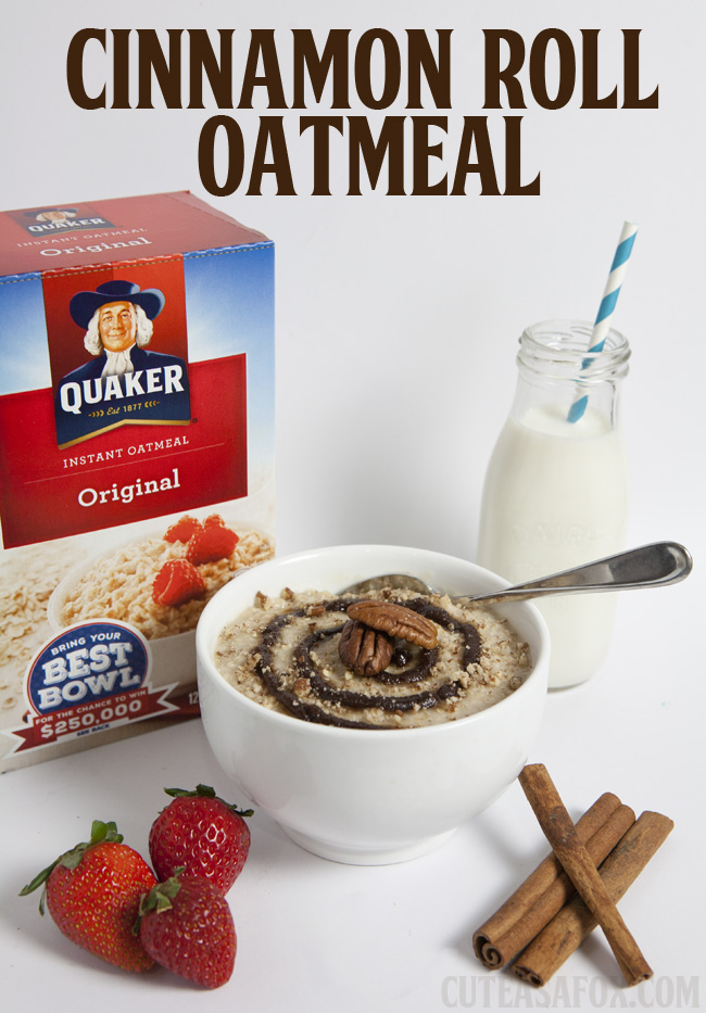 Cinnamon Roll Oatmeal - Fancy up your instant oatmeal with cinnamon, brown sugar, and nuts. A hearty and quick breakfast option. 