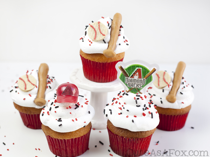 Arizona Diamondbacks Baseball themed cupcakes - personalize for your favorite team. 