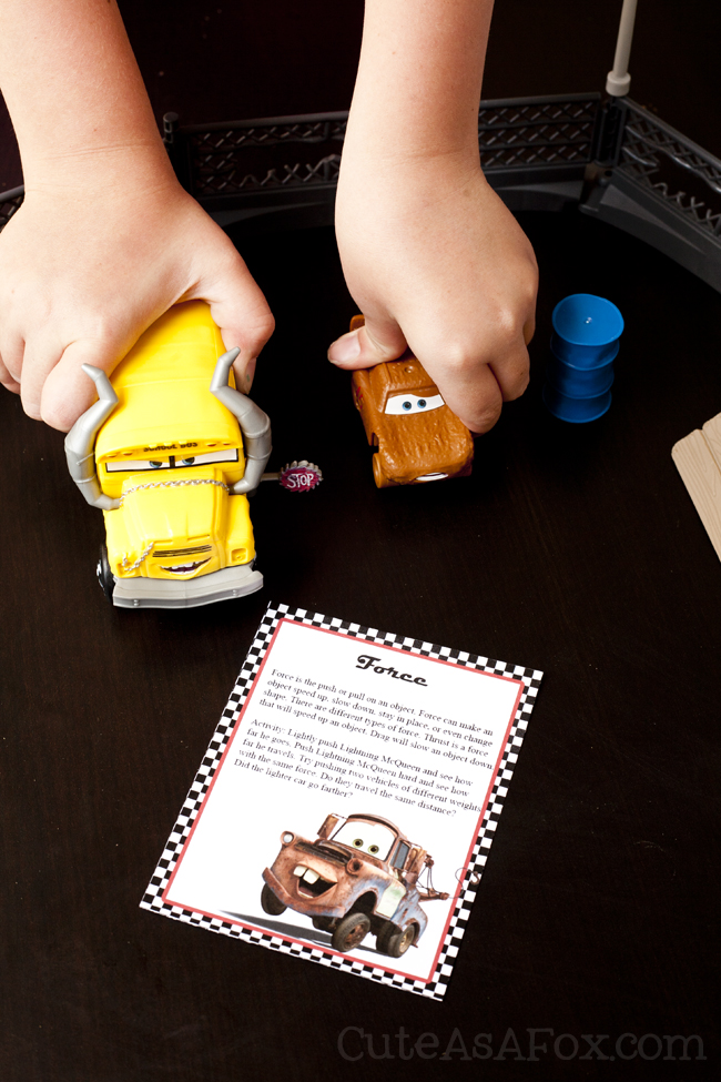 Teach Physics to kids with free printable physics cards inspired by Disney•Pixar's Cars 3 . The cards explain basic physics concepts and provide demonstration and activities and discussion starters. Great for kids of all ages. 