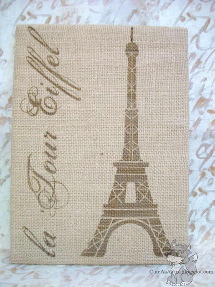 Engraved Burlap Eiffel Tower