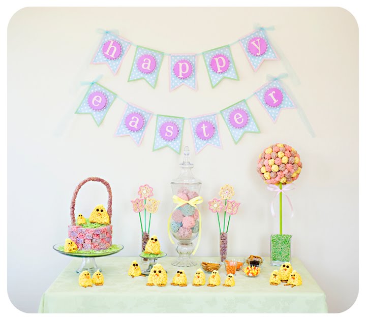 Chewy Gooey Rice Krispie Chicks and Easter Display
