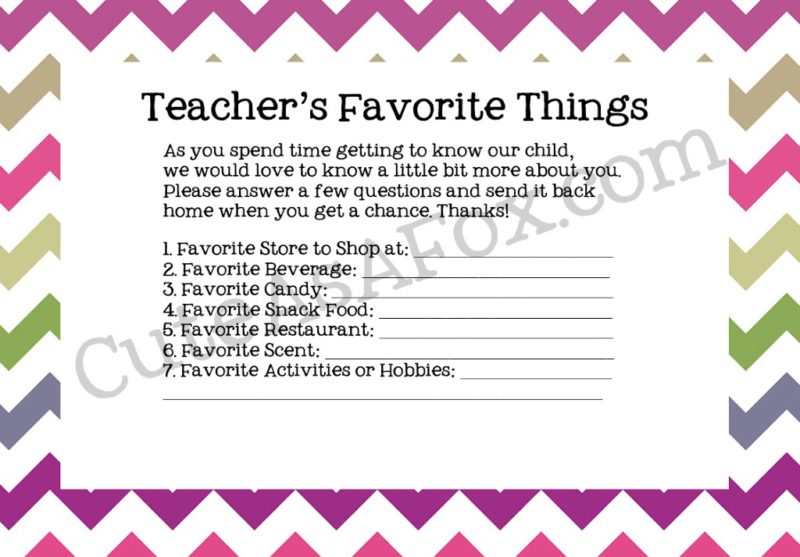Back to School Teacher Questionnaire