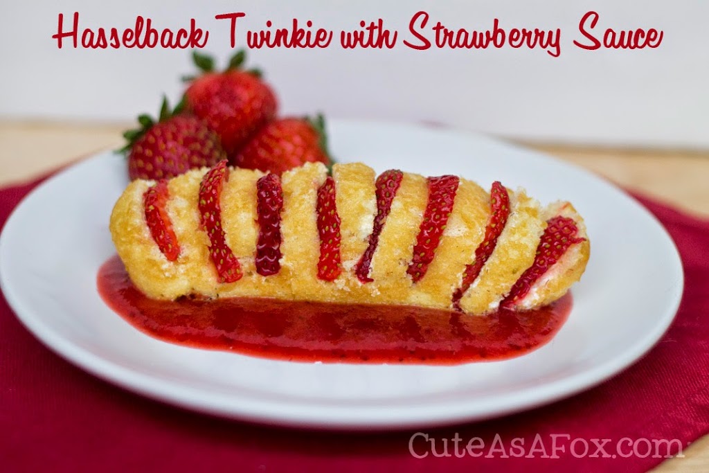 Hasselback Twinkie with Strawberry Sauce